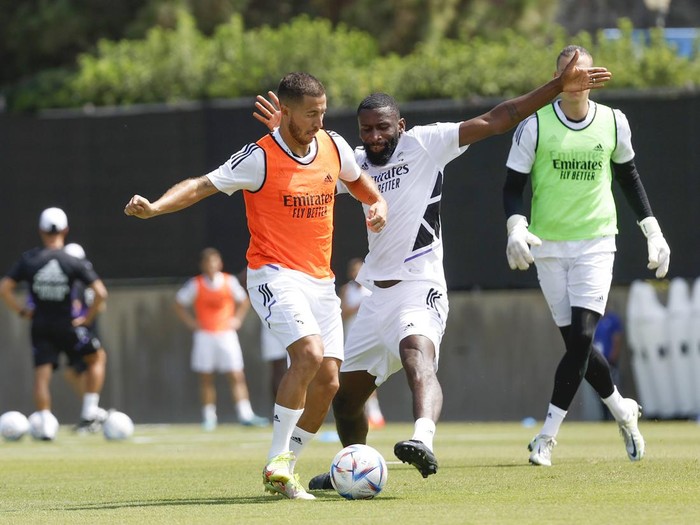 MADRID, SPAIN - JULY 20: Antonio Rüdiger and Eden Hazard players of Real Madrid are training at UCLA Campus on July 20, 2022 in Los Angeles, California. (Photo by Antonio Villalba/Real Madrid via Getty Images)