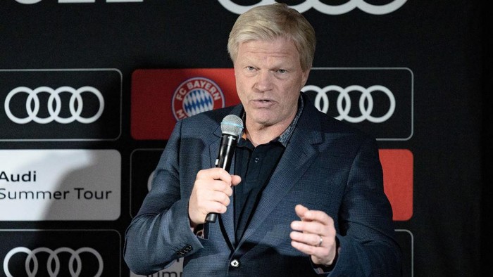 20 July 2022, US, Washington: Soccer: Bundesliga soccer team FC Bayern Munich travels to the USA. At a media appointment, CEO Oliver Kahn speaks about the signing of de Ligt. As the new head of defense, De Ligt comes from Juventus Turin for 67 million euros plus possible bonuses and has signed a five-year contract with Bayern. Photo: Enrique Huaiquil/dpa (Photo by Enrique Huaiquil/picture alliance via Getty Images)