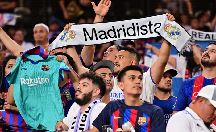 Spectators await the start of the international friendly football match between Barcelona and Real Madrid at Allegiant Stadium in Las Vegas, Nevada, on July 23, 2022. (Photo by Frederic J. BROWN / AFP) (Photo by FREDERIC J. BROWN/AFP via Getty Images)