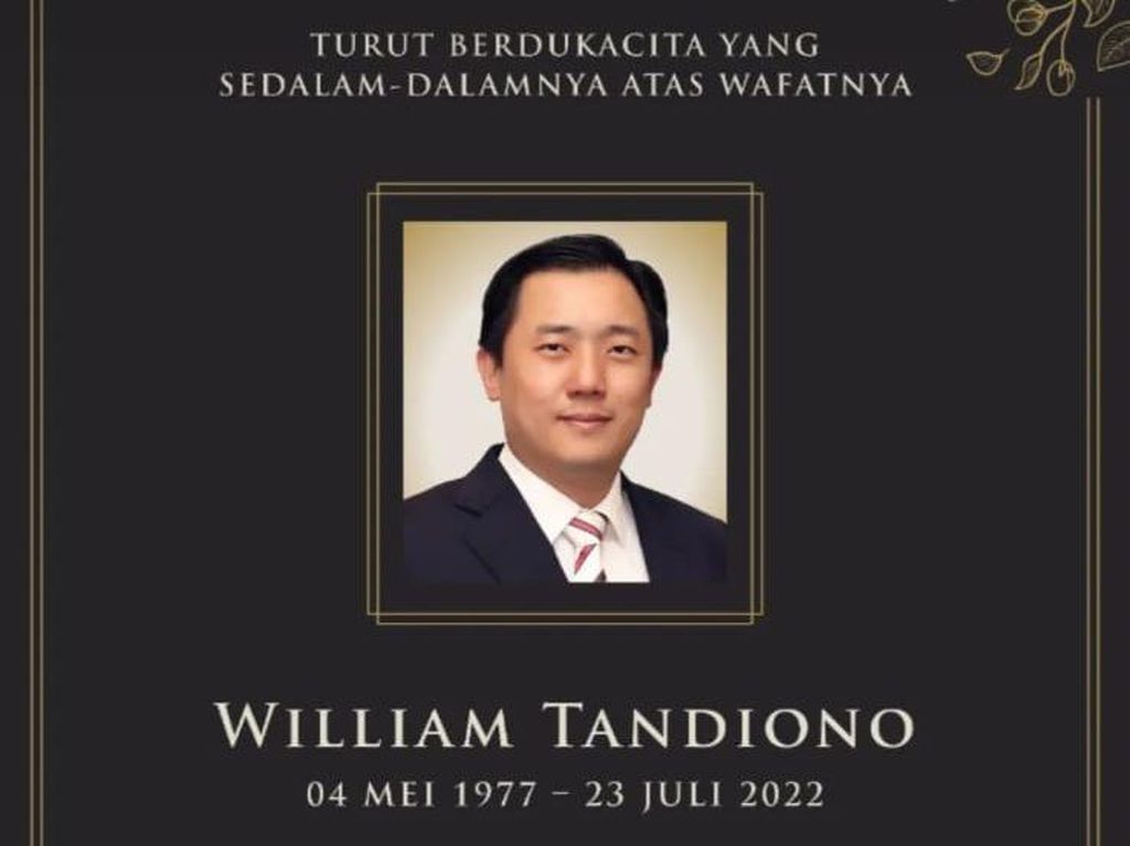 Kabar Duka, William Tandiono Menantu Dato Sri Tahir Meninggal Dunia