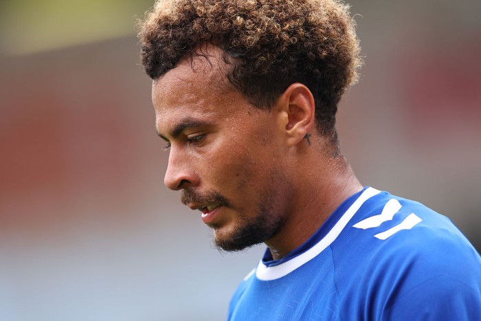 BLACKPOOL, ENGLAND - JULY 24: Dele Alli of Everton during the Pre-Season Friendly match between Blackpool and Everton at Bloomfield Road on July 24, 2022 in Blackpool, England. (Photo by Robbie Jay Barratt - AMA/Getty Images)