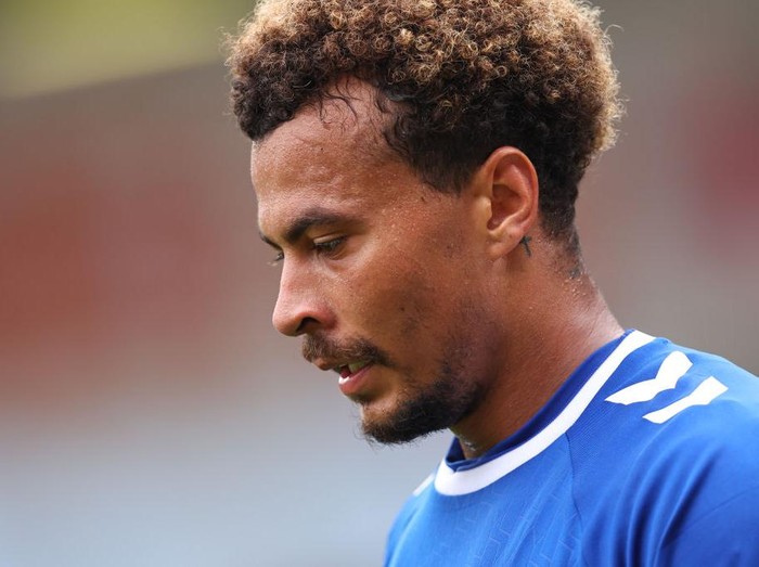 BLACKPOOL, ENGLAND - JULY 24: Dele Alli of Everton during the Pre-Season Friendly match between Blackpool and Everton at Bloomfield Road on July 24, 2022 in Blackpool, England. (Photo by Robbie Jay Barratt - AMA/Getty Images)