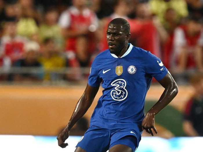 ORLANDO, FLORIDA - JULY 23: Kalidou Koulibaly of Chelsea passes the ball during the Florida Cup match between Chelsea and Arsenal at Camping World Stadium on July 23, 2022 in Orlando, Florida. (Photo by Darren Walsh/Chelsea FC via Getty Images)