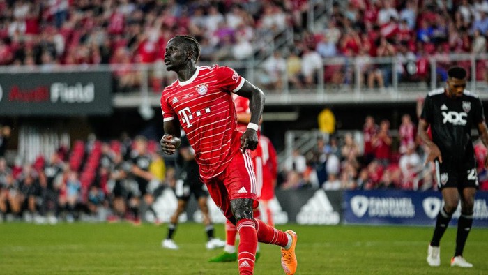WASHINGTON, DC - JULY 20: Sadio Mane of FC Bayern Muenchen reacts during the pre-season friendly match between DC United and Bayern Munich at Audi Field on July 20, 2022 in Washington, DC. (Photo by S. Mellar/FC Bayern via Getty Images)