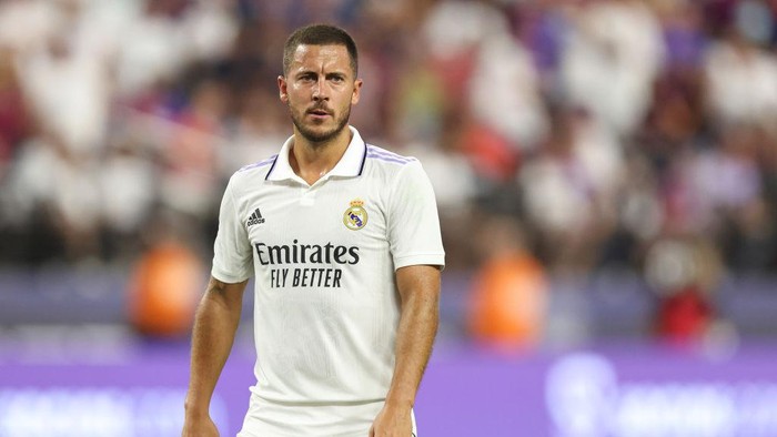 LAS VEGAS, NV - JULY 23: Eden Hazard of Real Madrid during the preseason friendly match between Real Madrid and Barcelona at Allegiant Stadium on July 23, 2022 in Las Vegas, Nevada. (Photo by James Williamson - AMA/Getty Images)