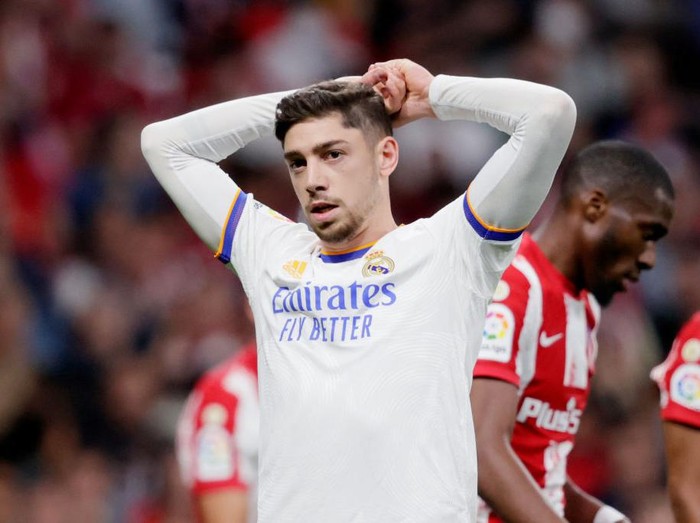 LAS VEGAS, NV - JULY 23: Federico Valverde of Real Madrid during the preseason friendly match between Real Madrid and Barcelona at Allegiant Stadium on July 23, 2022 in Las Vegas, Nevada. (Photo by James Williamson - AMA/Getty Images)