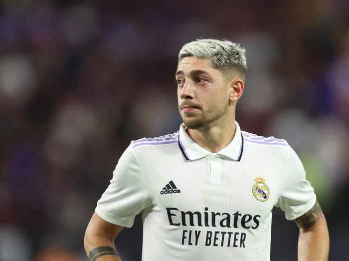 LAS VEGAS, NV - JULY 23: Federico Valverde of Real Madrid during the preseason friendly match between Real Madrid and Barcelona at Allegiant Stadium on July 23, 2022 in Las Vegas, Nevada. (Photo by James Williamson - AMA/Getty Images)