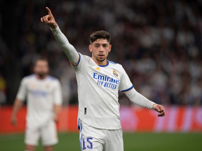 LAS VEGAS, NV - JULY 23: Federico Valverde of Real Madrid during the preseason friendly match between Real Madrid and Barcelona at Allegiant Stadium on July 23, 2022 in Las Vegas, Nevada. (Photo by James Williamson - AMA/Getty Images)