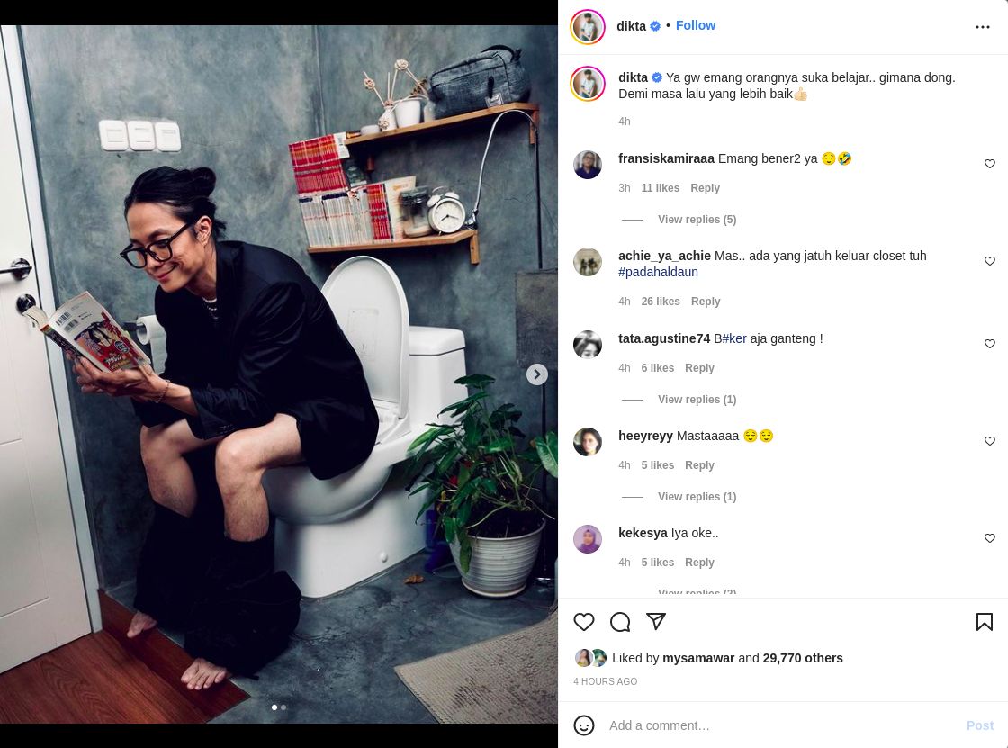 Unggahan Dikta saat sedang pup.