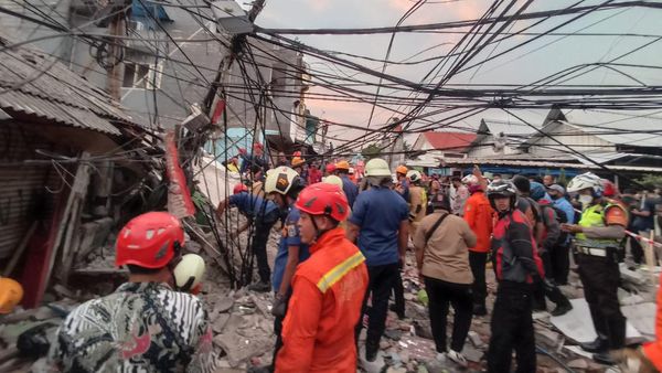 Penampakan Bangunan Roboh di Jakpus Tewaskan 1 Orang