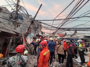 Penampakan Bangunan Roboh di Jakpus Tewaskan 1 Orang