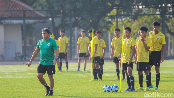 Latihan Timnas U-16 Jelang Gelaran Piala AFF U-16 2022 di Lapangan UNY, Jogja, Jumat (29/7/2022).