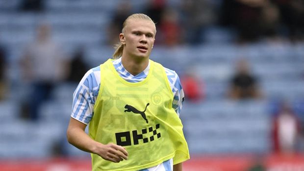 Soccer Football - Community Shield - Liverpool v Manchester City - King Power Stadium, Leicester, Britain - July 30, 2022 Manchester City's Erling Braut Haaland during the warm up before the match REUTERS/Tony Obrien