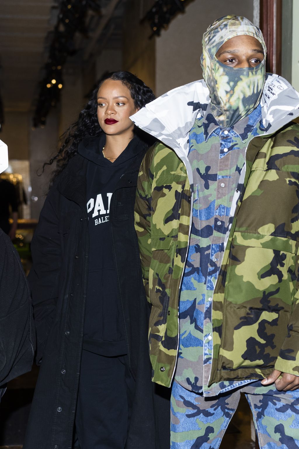 NEW YORK, NEW YORK - JANUARY 21: Rihanna (L) and A$AP Rocky are seen shopping at Bottega Veneta SoHo on January 21, 2022 in New York City. (Photo by Gotham/GC Images)