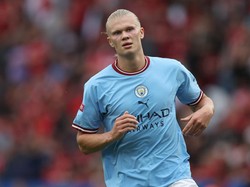 Sebaliknya, Erling Haaland sang striker baru Manchester City tampil melempem selama 90 menit (Getty Images)