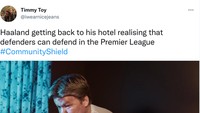 Haaland mungkin saat ini sedang merenungi penampilannya yang buruk melawan Liverpool. (Foto: Offside via Getty Images/Mark Leech/Offside)
