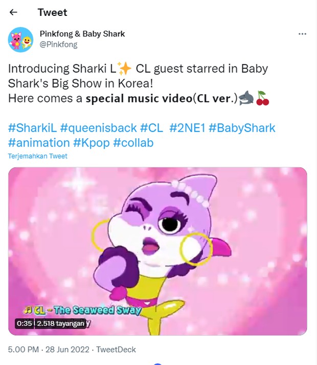 Baby Shark Big Show / Foto : https://twitter.com/Pinkfong/status/1541723078316761088 Baby Shark Big Show