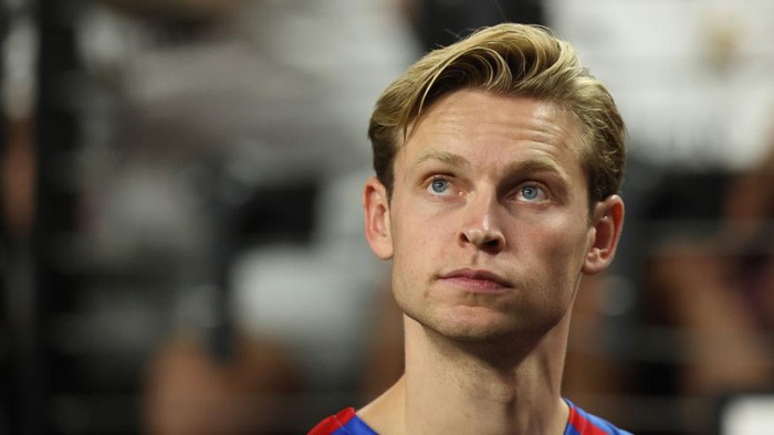 LAS VEGAS, NV - JULY 23: Frenkie de Jong of FC Barcelona during the preseason friendly match between Real Madrid and Barcelona at Allegiant Stadium on July 23, 2022 in Las Vegas, Nevada. (Photo by James Williamson - AMA/Getty Images)