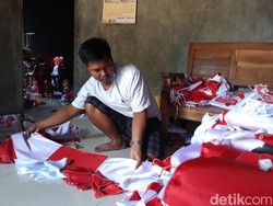 Jelang HUT RI, Penjahit Bendera dan Umbul-umbul di Boyolali Banjir Pesanan