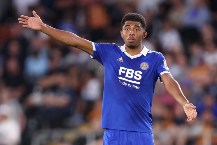 HULL, ENGLAND - JULY 20: Wesley Fofana of Leicester City reacts during the Pre-Season Friendly between Hull City and Leicester City at MKM Stadium on July 20, 2022 in Hull, England. (Photo by George Wood/Getty Images)