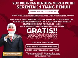 Gubernur Khofifah Imbau Kibarkan Bendera Merah Putih Sebulan Penuh