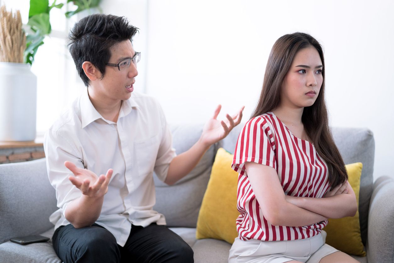 Relationship problems and divorce, couples quarrel to the point that they don't want to talk to each other.