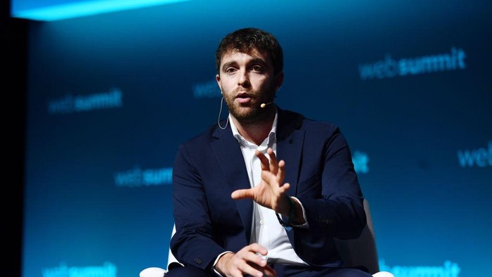 Lisbon , Portugal - 2 November 2021;  Fabrizio Romano, Becoming the worlds best-known football journalist on the SportsTrade Stage at the Altice Arena in Lisbon, Portugal. (Photo By Sam Barnes/Sportsfile for Web Summit via Getty Images)
