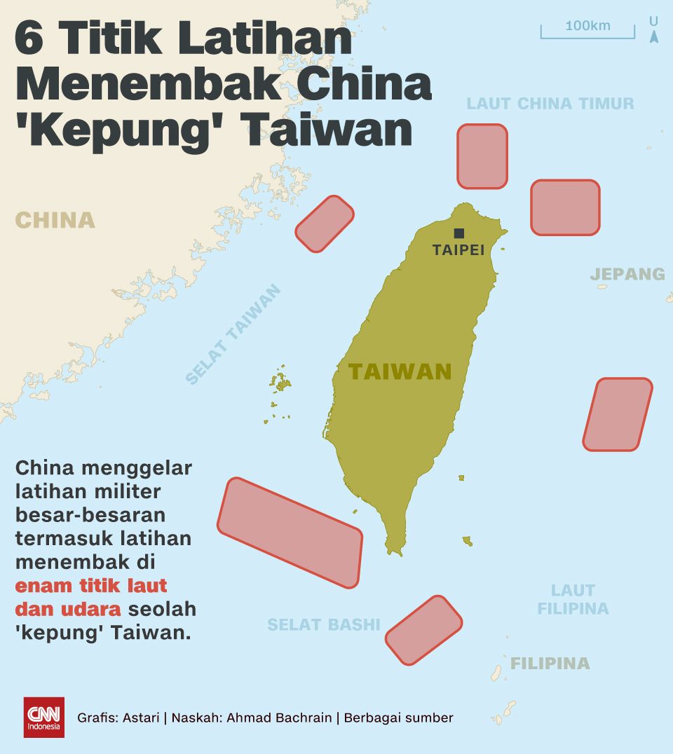 Insert - 6 Titik Latihan Menembak China 'Kepung' Taiwan