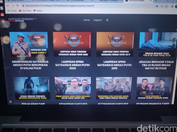 Tampilan website Kejari Garut yang diretas dengan tampilan informasi Brigadir J