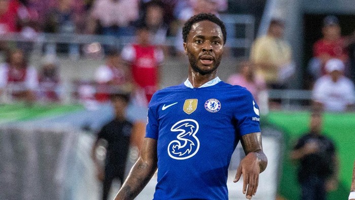 ORLANDO, FL - JULY 23: Raheem Sterling (17) of Chelsea during a game between Arsenal FC and Chelsea FC at Camping World on July 23, 2022 in Orlando, Florida. (Photo by Trevor Ruszkowski/ISI Photos/Getty Images)