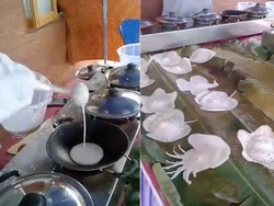 Kreatif! Chef Ini Bikin Kue Apem Bentuk Unik Langsung di Atas Wajan