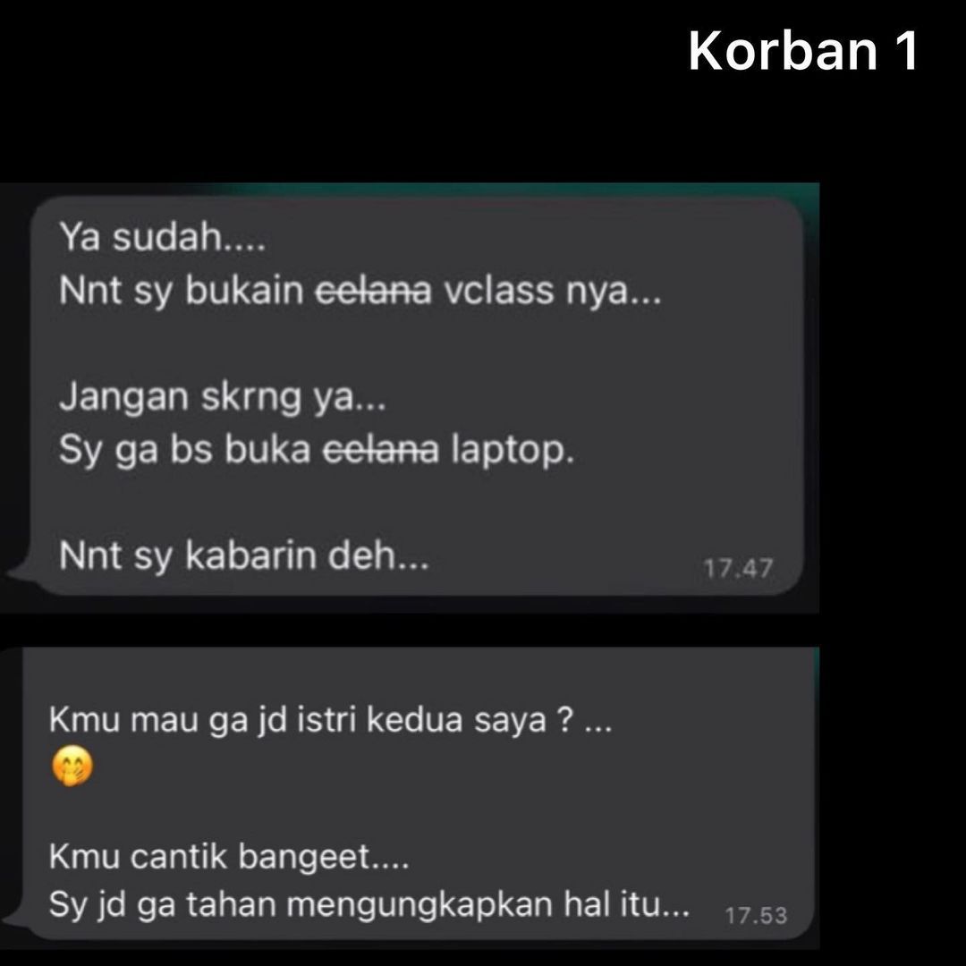 Tangkapan layar WhatsApp, diduga percakapan antara HP dan korban