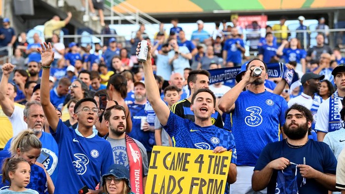 ORLANDO, FLORIDA - JULY 23: Chelsea fans show their support during the Florida Cup match between Chelsea and Arsenal at Camping World Stadium on July 23, 2022 in Orlando, Florida. (Photo by Darren Walsh/Chelsea FC via Getty Images)