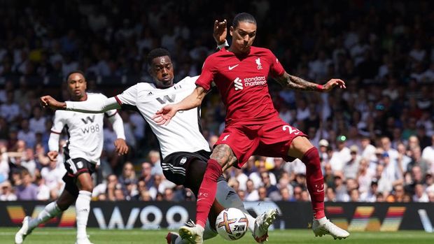 Liverpool's Darwin Nunez scores their side's first goal of the game during the Premier League match at Craven Cottage, London. Picture date: Saturday August 6, 2022. (Photo by Adam Davy/PA Images via Getty Images)