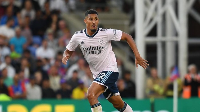 LONDON, ENGLAND - AUGUST 05: William Saliba of Arsenal during the Premier League match between Crystal Palace and Arsenal FC at Selhurst Park on August 05, 2022 in London, England. (Photo by David Price/Arsenal FC via Getty Images)