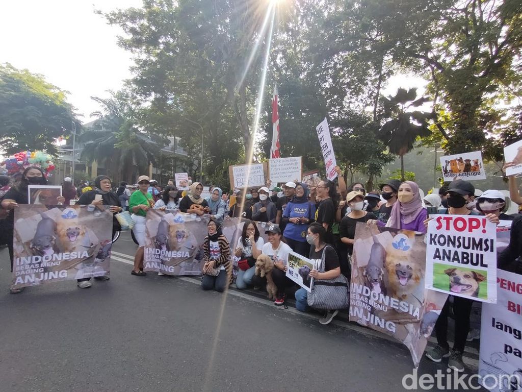 Aktivis Hewan di Surabaya Demo Tolak Jagal-Konsumsi Anjing hingga Kucing