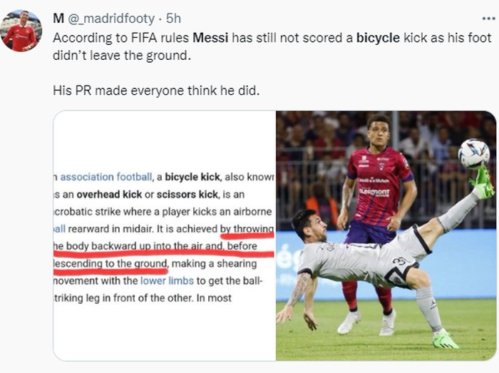 Ragam meme gol salto Lionel Messi ke gawang Clermont Foot di Liga Prancis.