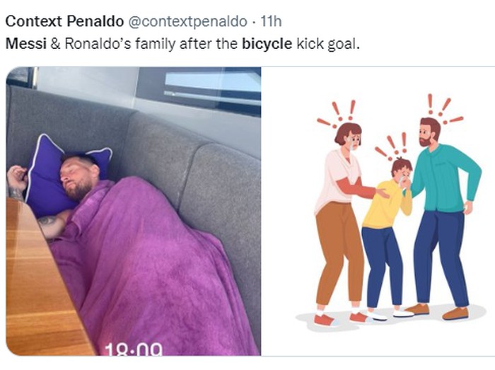 Ragam meme gol salto Lionel Messi ke gawang Clermont Foot di Liga Prancis.