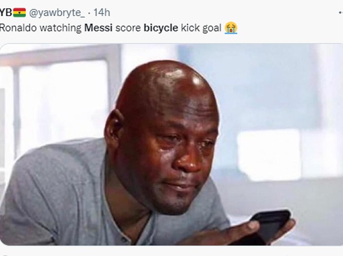 Meme gol salto Lionel Messi.