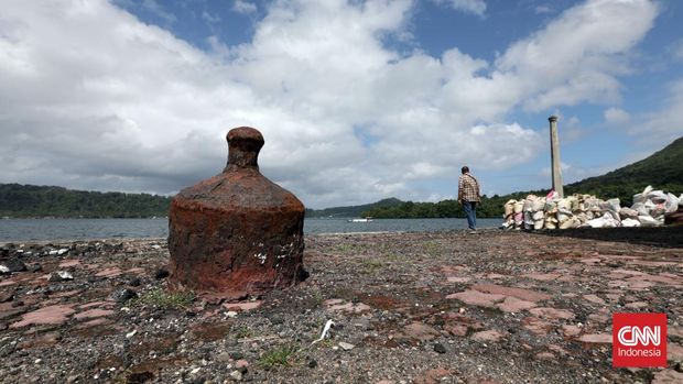 Jejak Pelabuhan Tita Lama, pelabuhan pertama pada era kedatangan belanda di Banda Neira, Maluku Tengah. CNN Indonesia/Safir Makki