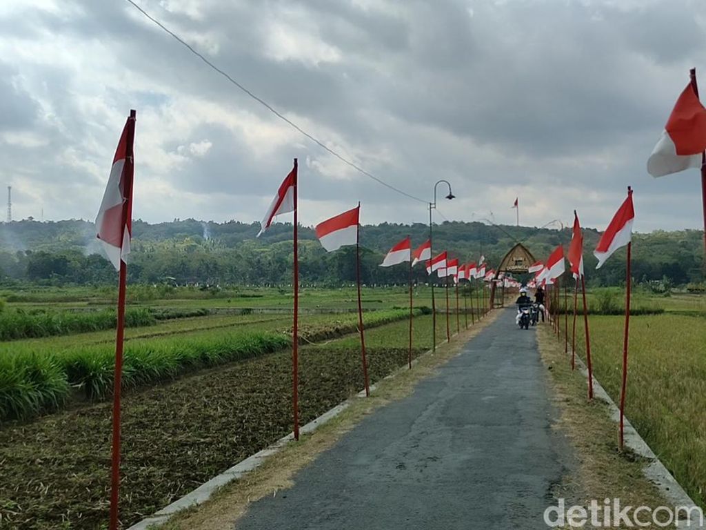 Penampakan 1.000 Bendera Merah Putih Berkibar di Dusun Dobangsan DIY