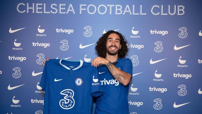 COBHAM, ENGLAND - AUGUST 05: Marc Cucurella of Chelsea during his unveiling at Chelsea Training Ground on August 5, 2022 in Cobham, England. (Photo by Darren Walsh/Chelsea FC via Getty Images)