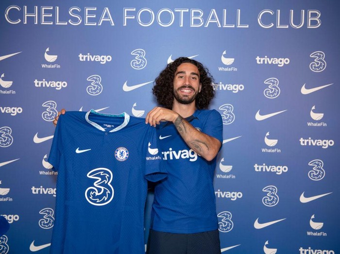 COBHAM, ENGLAND - AUGUST 05: Marc Cucurella of Chelsea during his unveiling at Chelsea Training Ground on August 5, 2022 in Cobham, England. (Photo by Darren Walsh/Chelsea FC via Getty Images)