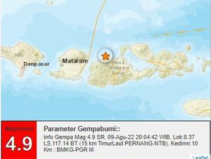 Gempa M 4,9 Guncang Sumbawa NTB, Getaran Terasa hingga Lombok Gempa M 4,9 Guncang Sumbawa NTB, Getaran Terasa hingga Lombok