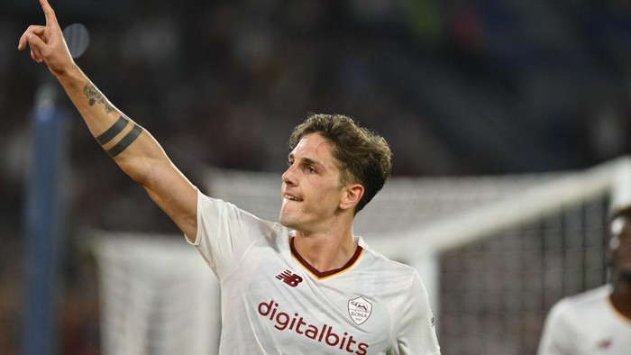 Nicolo Zaniolo of A.S. Roma during the Friendly match between A.S. Roma and FC Shakhtar Donetsk at Stadio Olimpico on August 7th, 2022 in Rome, Italy. (Photo by Domenico Cippitelli/LiveMedia/NurPhoto via Getty Images)