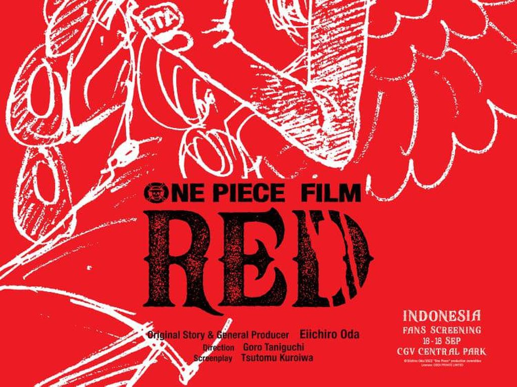 One Piece Film: Red, Cek Jadwal dan Harga Tiket di XXI, CGV dan Cinepolis