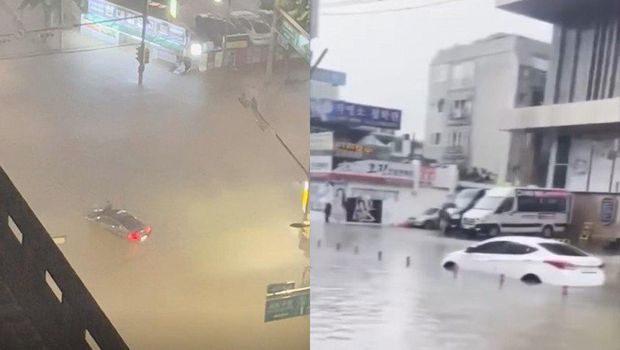 Potret banjir di Korea Selatan
