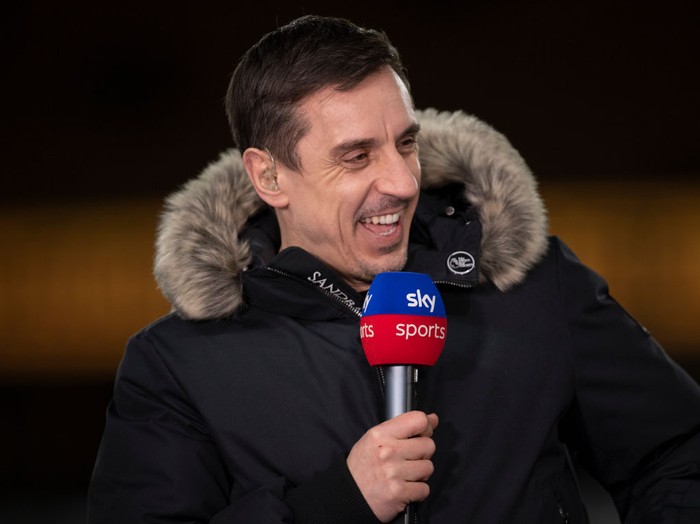 WOLVERHAMPTON, ENGLAND - MARCH 18: Sky Sports pundit Gary Neville ahead of the Premier League match between Wolverhampton Wanderers and Leeds United at Molineux on March 18, 2022 in Wolverhampton, United Kingdom. (Photo by Joe Prior/Visionhaus via Getty Images)