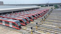 Foto Parkiran Kereta LRT Jabodebek di Bekasi