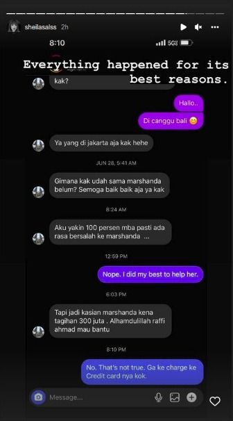 Sahabat bantah klaim Marshanda bayar tagihan Rp300 juta.